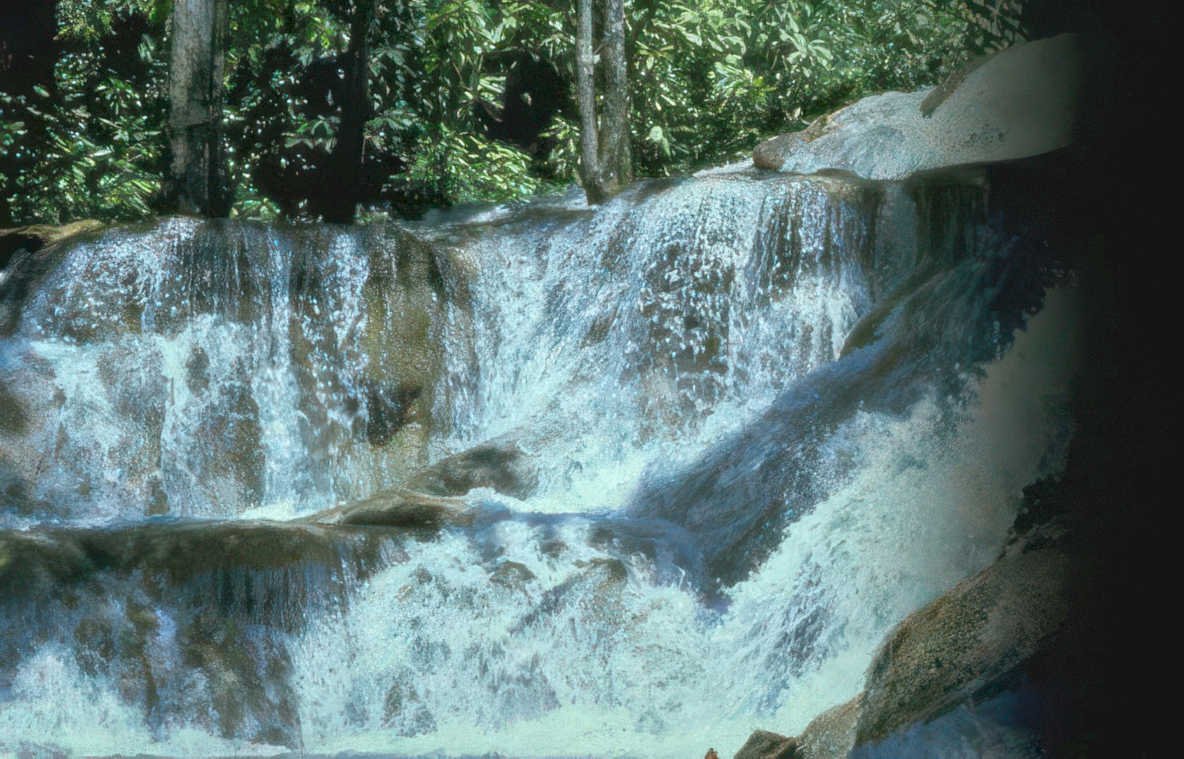 waterfall landscape scene Vintage A4 Photo Print