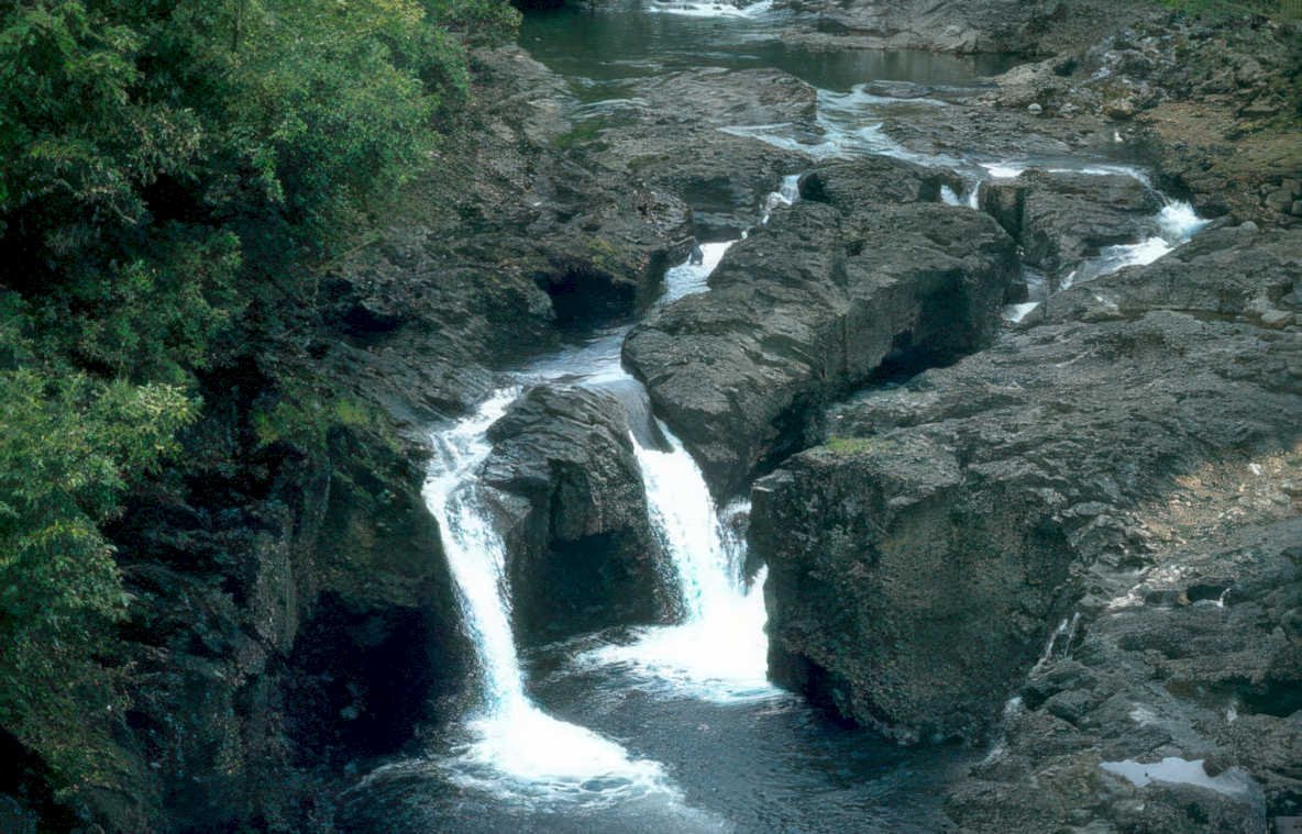 waterfall lava forest Vintage A4 Photo Print