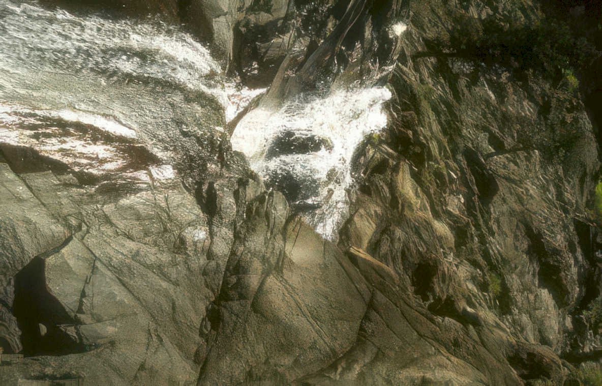waterfall rocks smoke Vintage A4 Photo Print