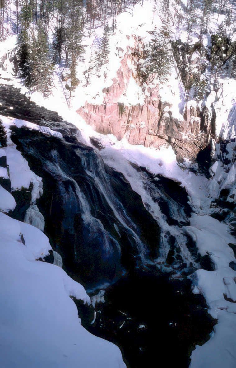 waterfall rocks winter Vintage A4 Photo Print