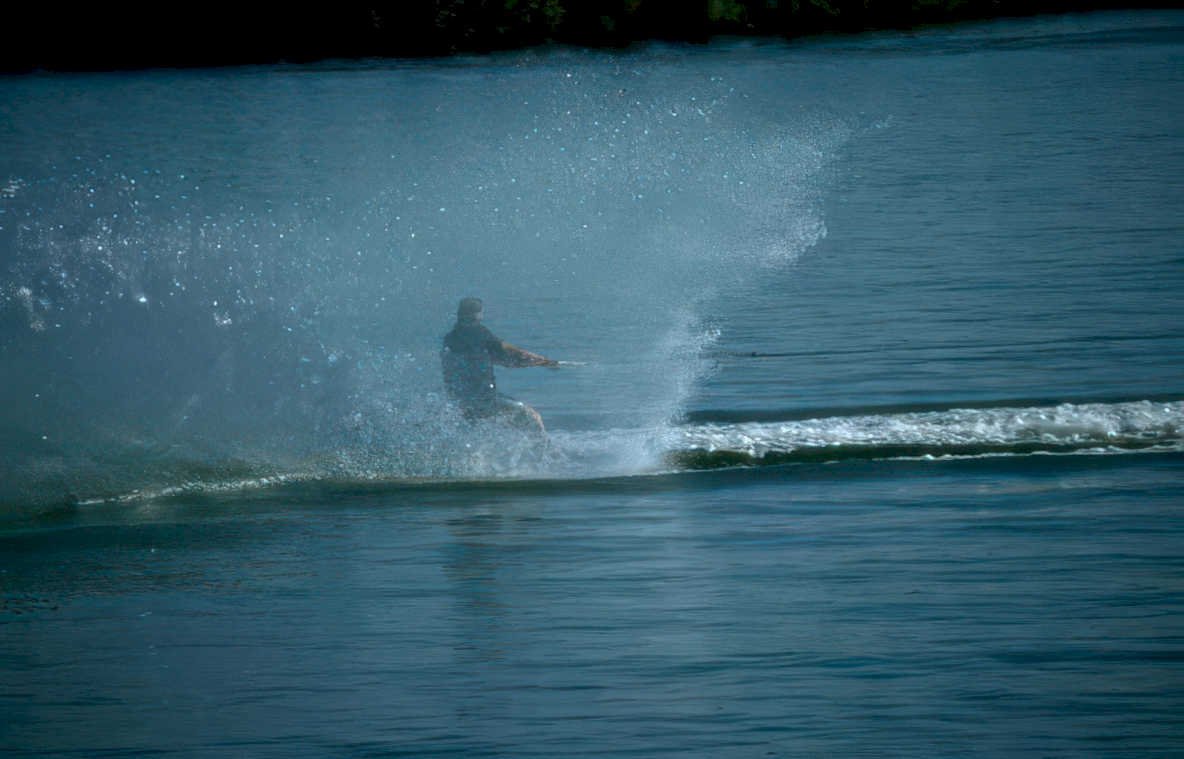 waterski jump blue Vintage A4 Photo Print