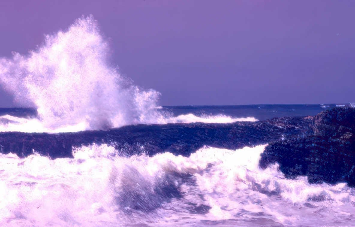 wave breaking coast Vintage A4 Photo Print