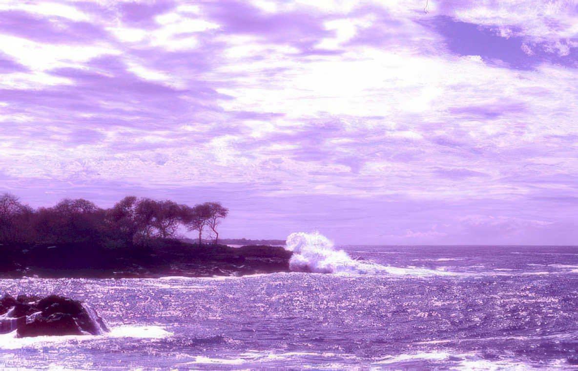 wave coast purple Vintage A4 Photo Print