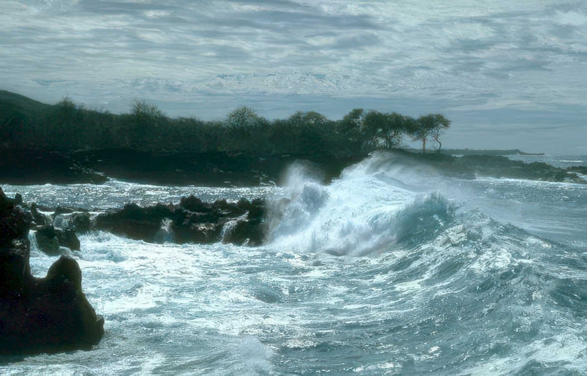 wave rocks hawaii Vintage A4 Photo Print