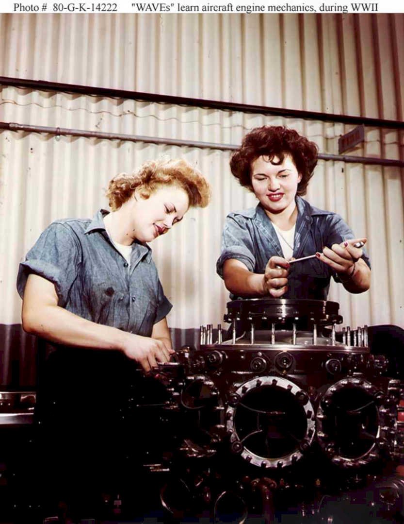 waves engine women Vintage world war A4 Photo Print