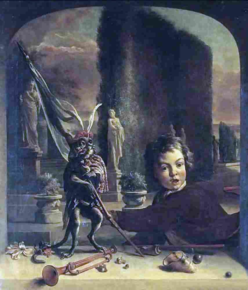 weenj Boy and a Monkey Art A4 Photo Print