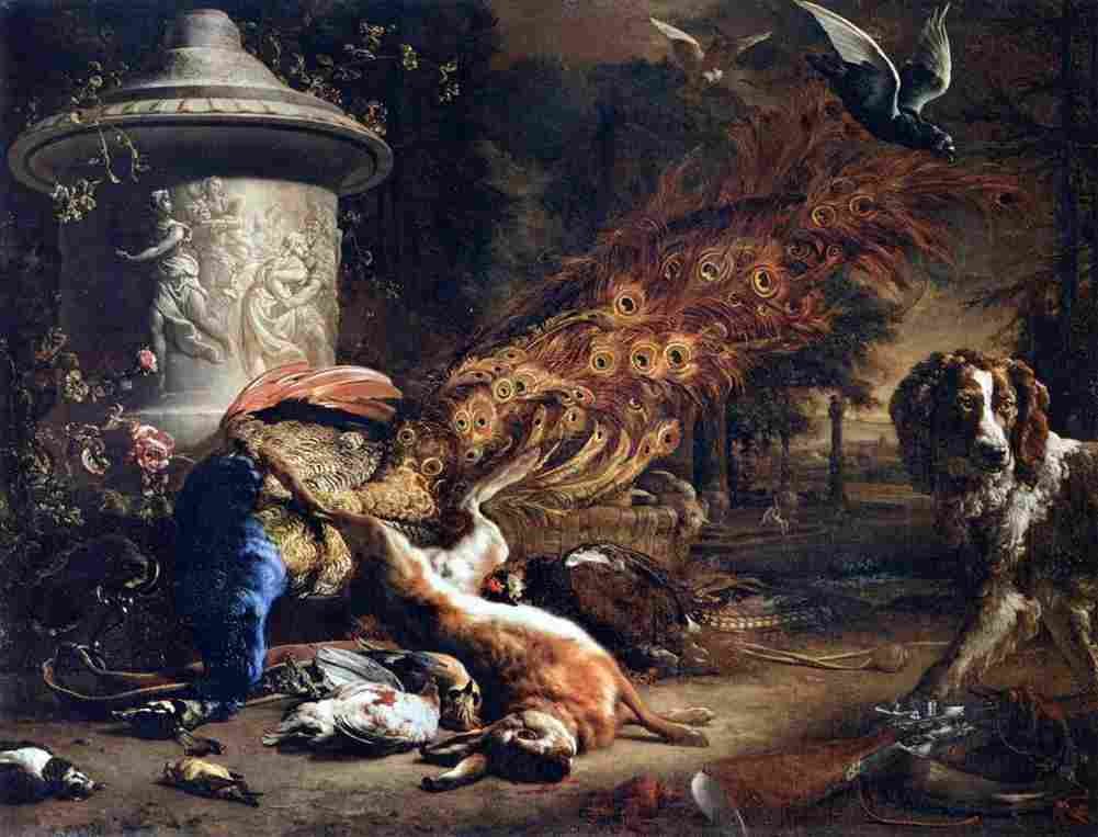 weenj Still Life with a Peacock and a Dog Art A4 Photo Print