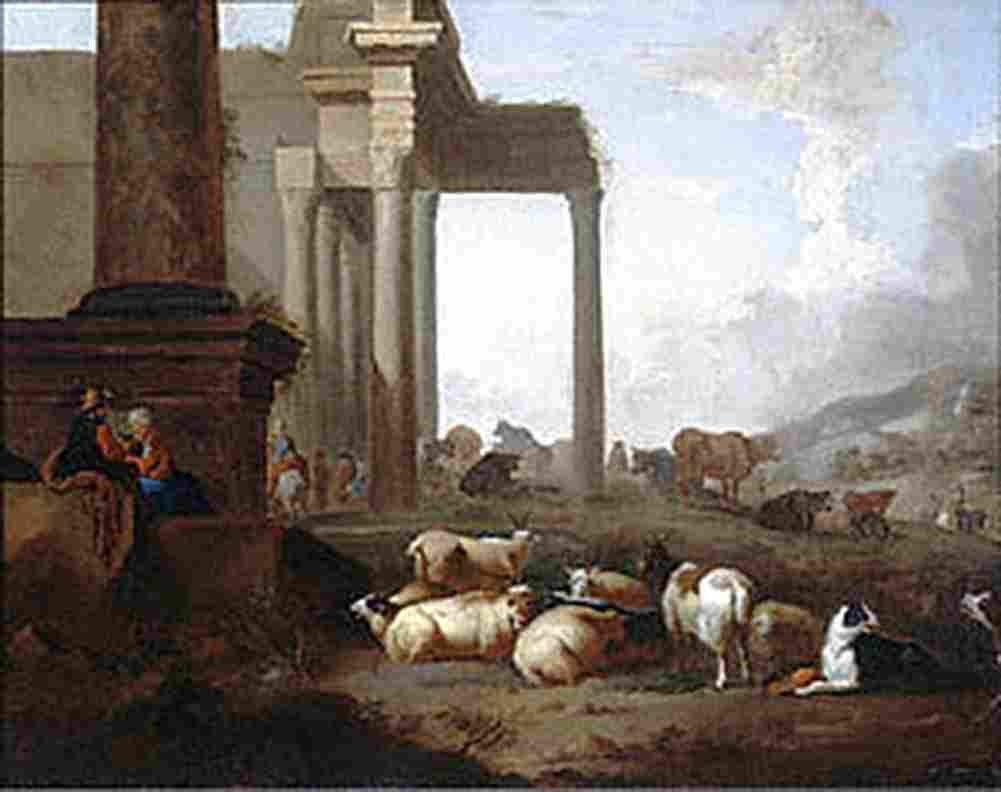 weenpap Shepherds and Flocks among Classical Ruins Art A4 Photo Print