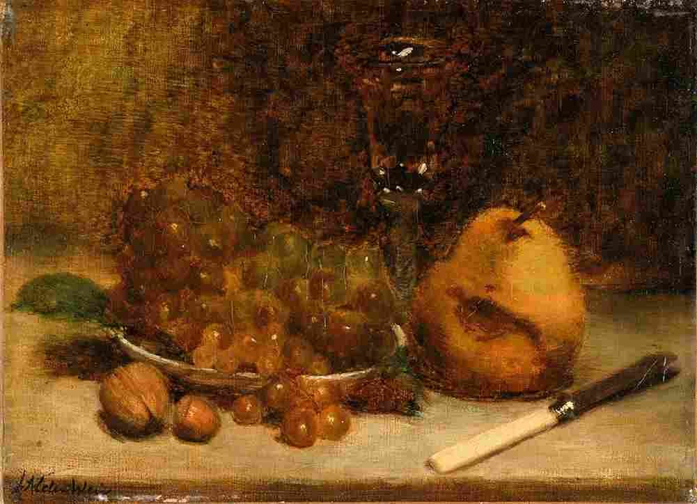 weir Grapes Knife and Glass Art A4 Photo Print