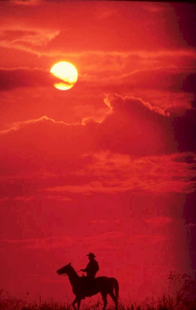 western rider sunset 1 1980s 1990s A4 Photo Print