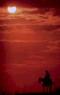 western rider sunset 1980s 1990s A4 Photo Print