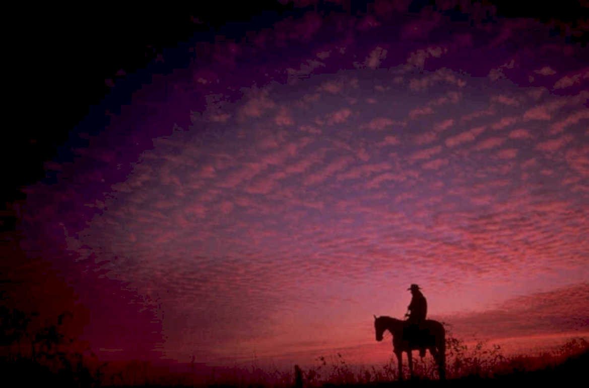 western rider sunset 2 1980s 1990s A4 Photo Print