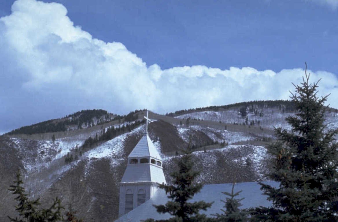 white church snow 1980s 1990s A4 Photo Print