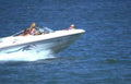 white sport boat Vintage A4 Photo Print