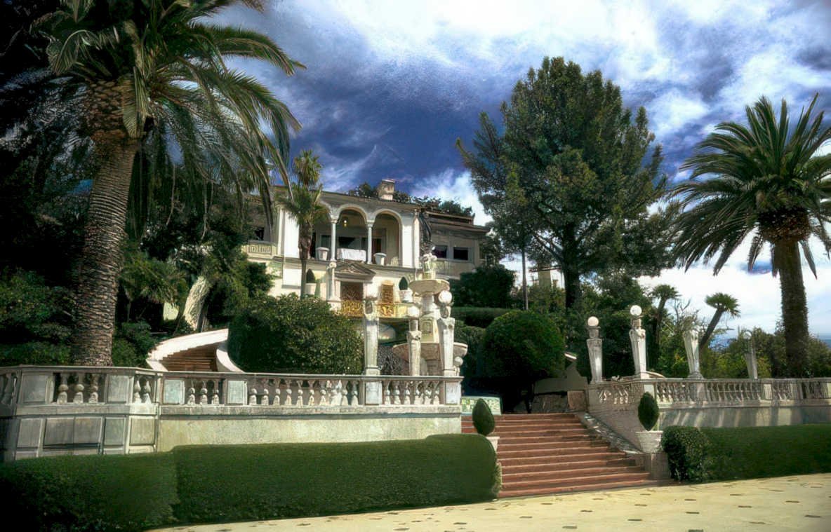 white villa staircase Vintage A4 Photo Print