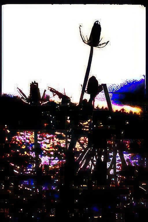 wild thistles sunset Vintage A4 Photo Print