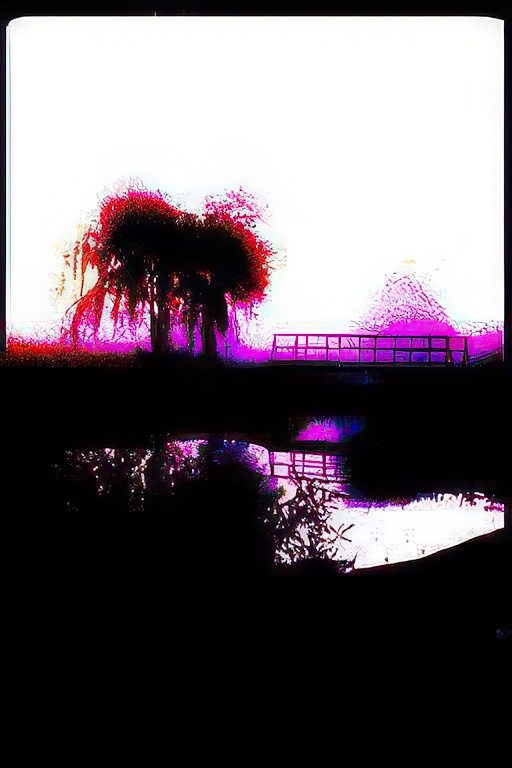 willow bridge sunset Vintage A4 Photo Print