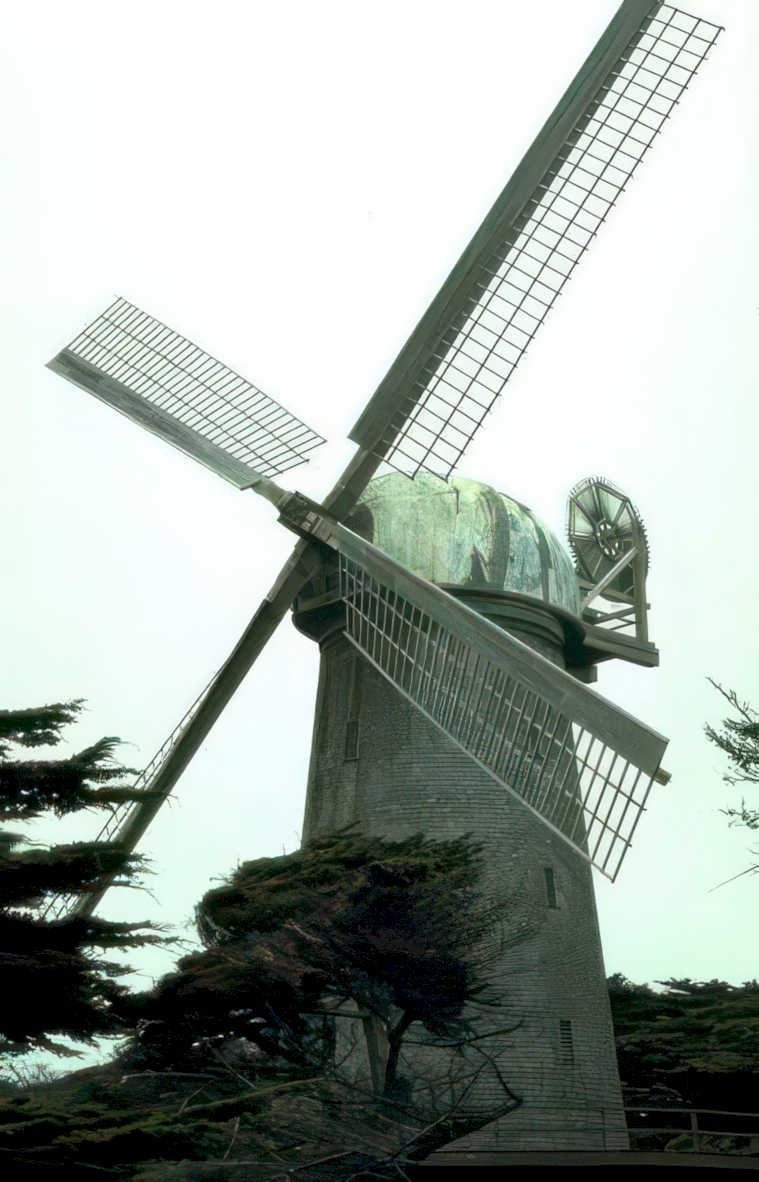 windmill coast scene Vintage A4 Photo Print