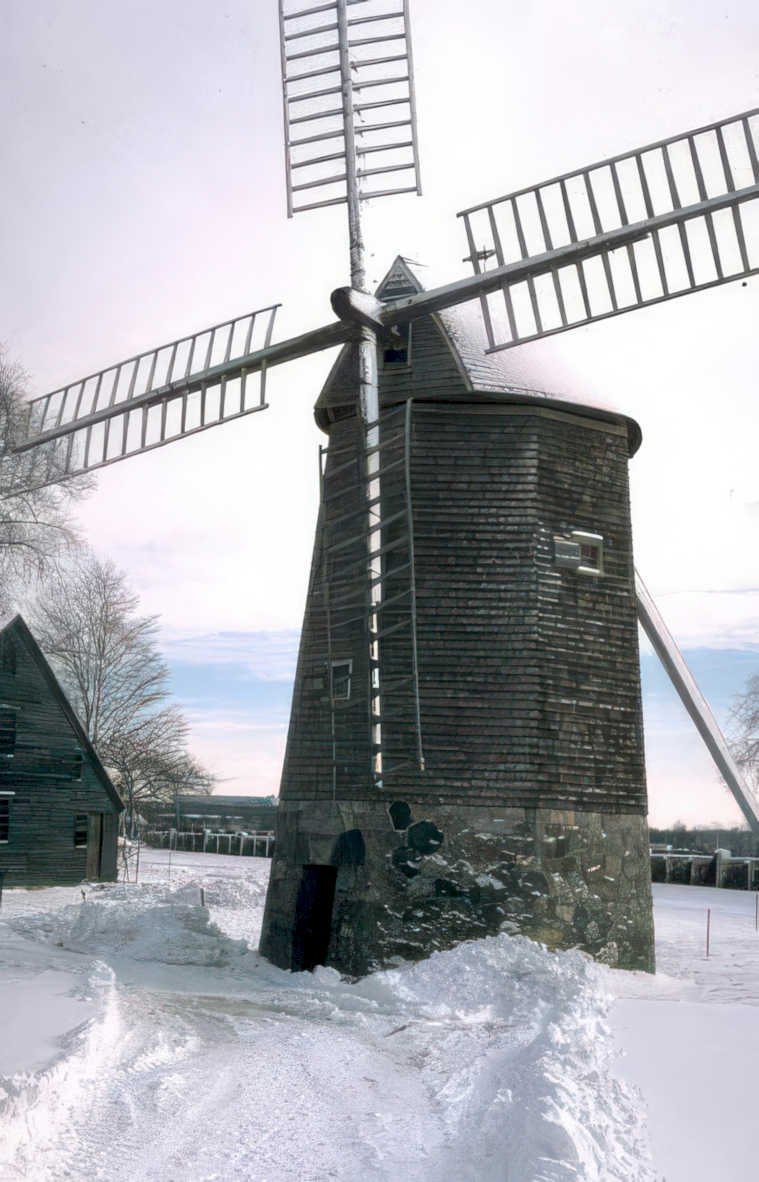 windmill winter newengland Vintage A4 Photo Print