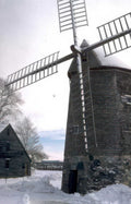 windmill winter scene Vintage A4 Photo Print