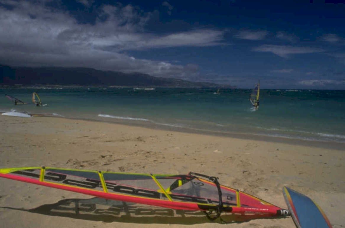 windsurfing beach hawaii 1980s 1990s A4 Photo Print