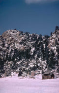 winter cabin mountains Vintage A4 Photo Print