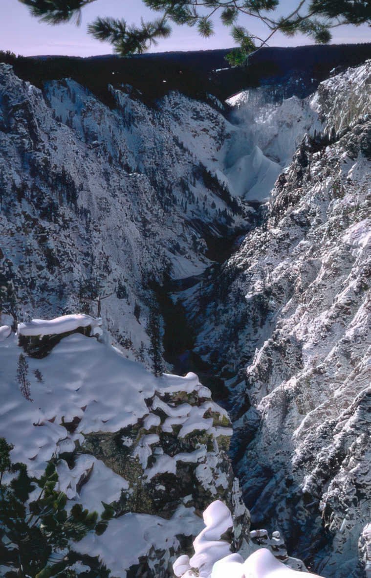 winter canyon yellowstone Vintage A4 Photo Print