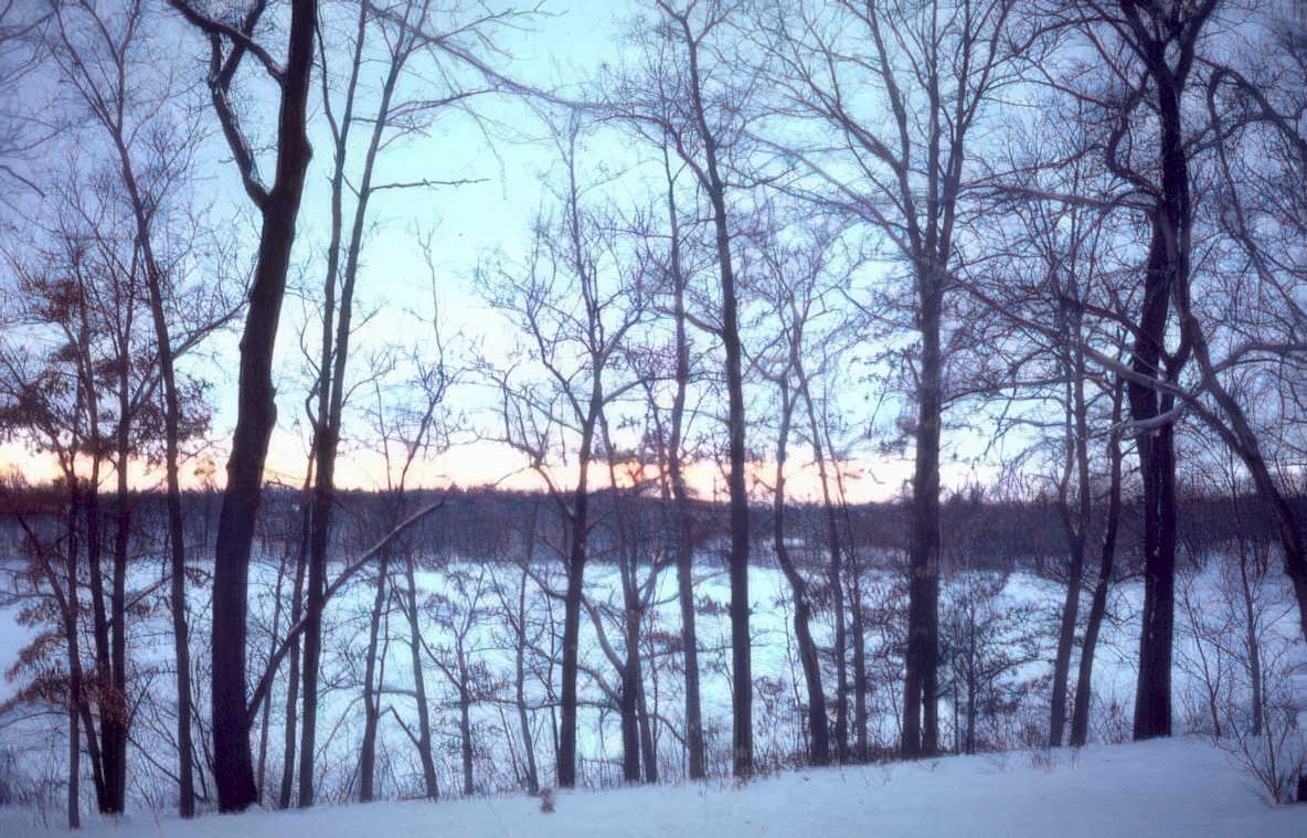 winter lake sunset Vintage A4 Photo Print