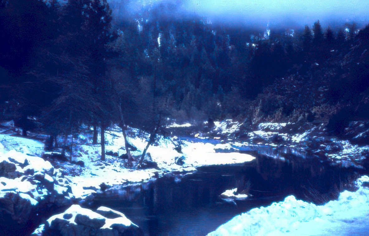 winter river scene Vintage A4 Photo Print