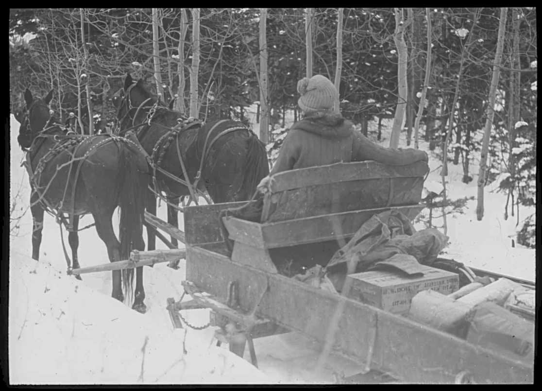 winter stagecoach utah Vintage world war A4 Photo Print