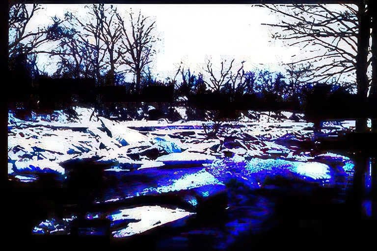winter stream landscape Vintage A4 Photo Print