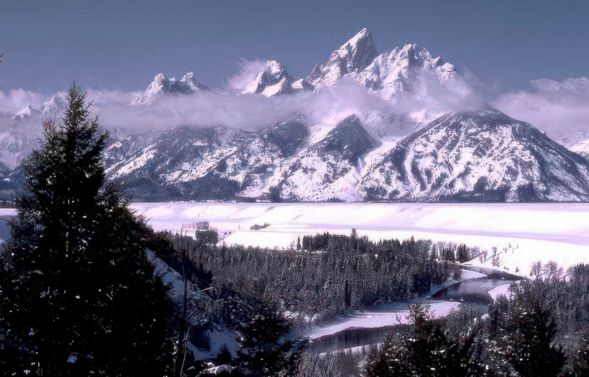 winter teton peaks Vintage A4 Photo Print