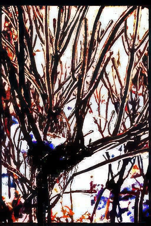 winter trees silhouette Vintage A4 Photo Print