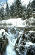 winter waterfall scene Vintage A4 Photo Print