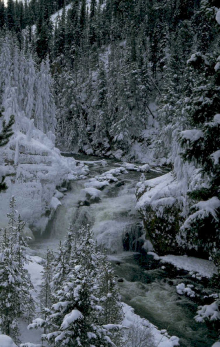 winter waterfall yellowstone 1980s 1990s A4 Photo Print