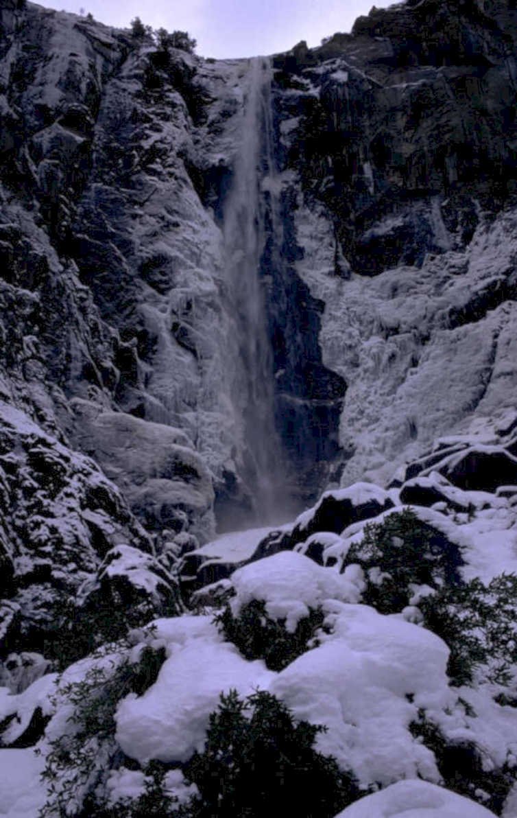 winter waterfall yosemite 1980s 1990s A4 Photo Print