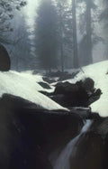 winter waterfall yosemite Vintage A4 Photo Print