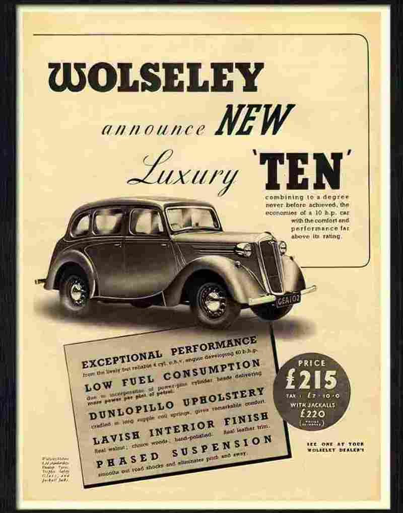 wolseley ten car 1940s 2 Advert A4 Photo Print