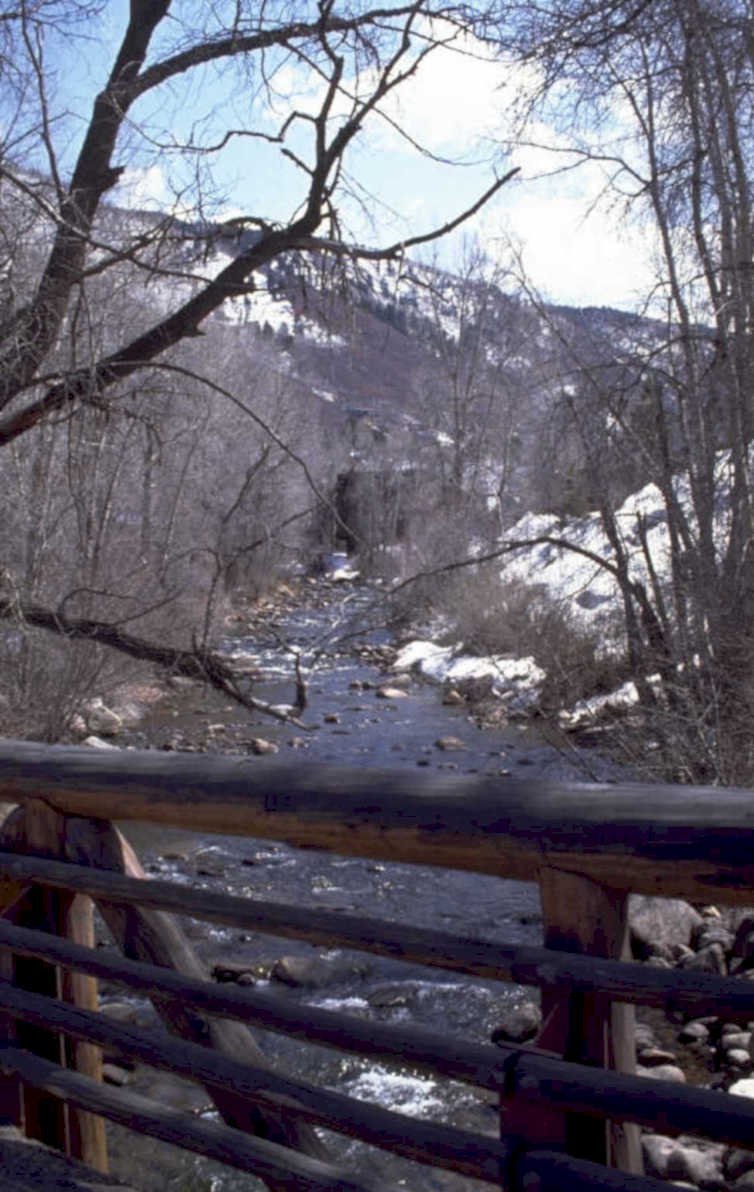 wooden bridge winter 1980s 1990s A4 Photo Print