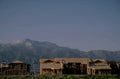 wooden buildings flags 1980s 1990s A4 Photo Print