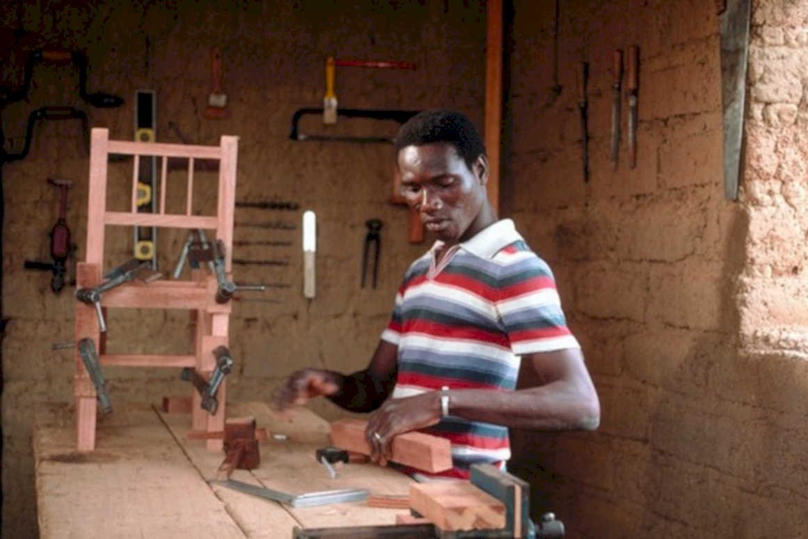 wooden chair workshop1980s 1990s A4 Photo Print