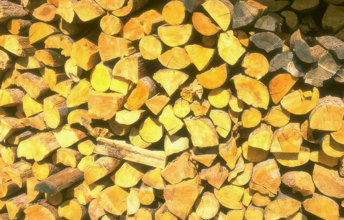 woodpile logs yellow Vintage A4 Photo Print
