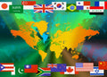 world flags map Flags1980s A4 Photo Print