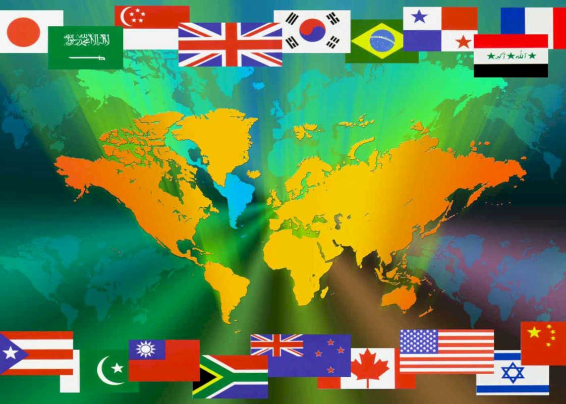 world flags map Flags1980s A4 Photo Print