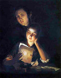 wright of derby Girl Reading a Letter by Candlelight Art A4 Photo Print