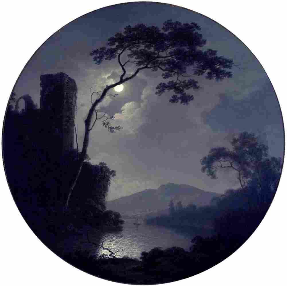 wright of derby Lake with Castle on a Hill Art A4 Photo Print