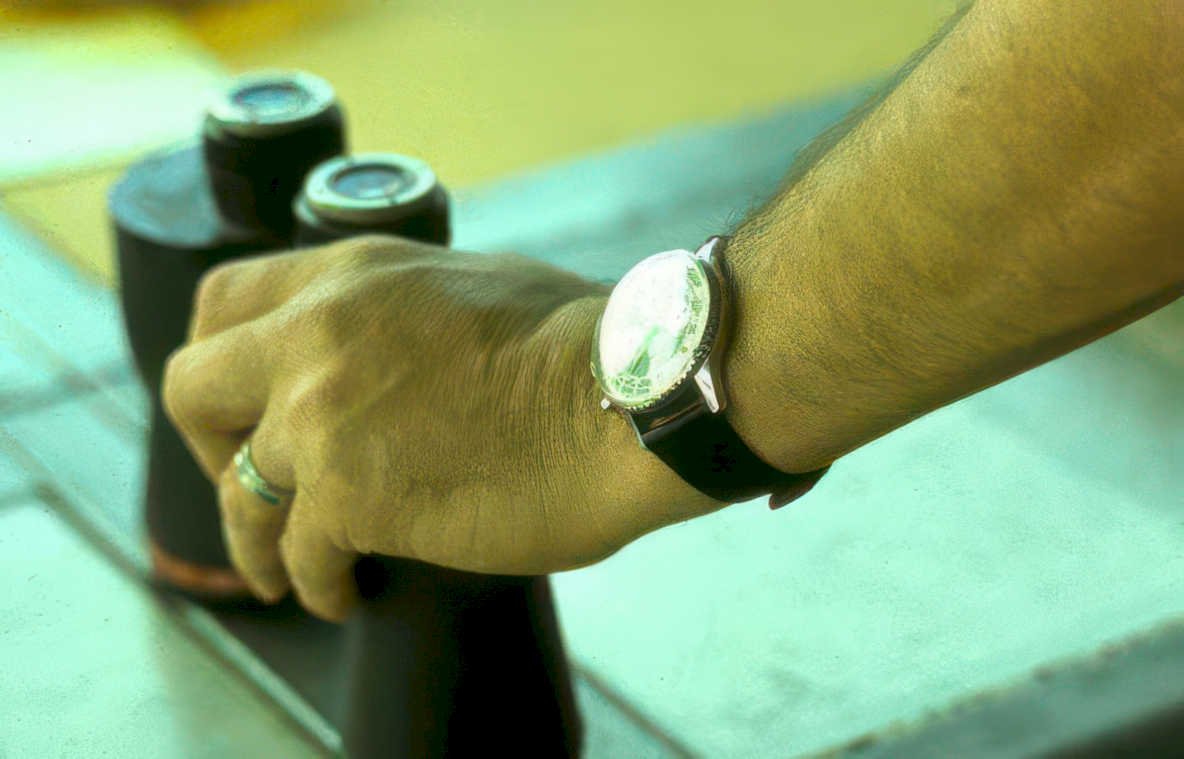 wrist watch binoculars Vintage A4 Photo Print