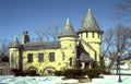 yellow chateau house Vintage A4 Photo Print
