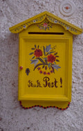 yellow postbox croatia 1980s 1990s A4 Photo Print