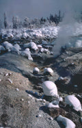 yellowstone geyser snow Vintage A4 Photo Print